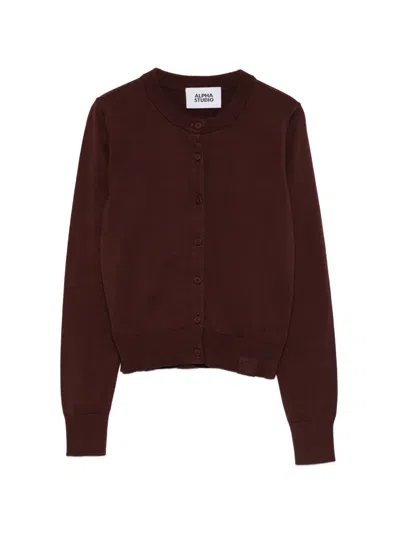 Alpha Studio Buttoned Cardigan In Brown
