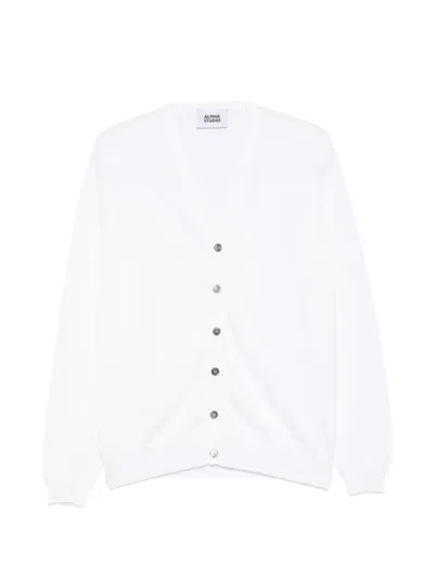 Alpha Studio Buttoned Cardigan In White