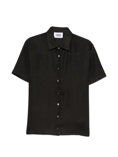 Alpha Studio Buttoned Short-sleeve Shirt In Green