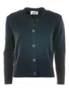 Alpha Studio Buttoned V-neck Cardigan In Blue