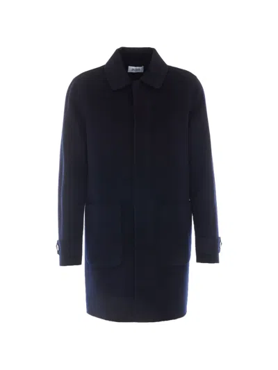 Alpha Studio Button-fastening Patch-pocket Coat In Blue