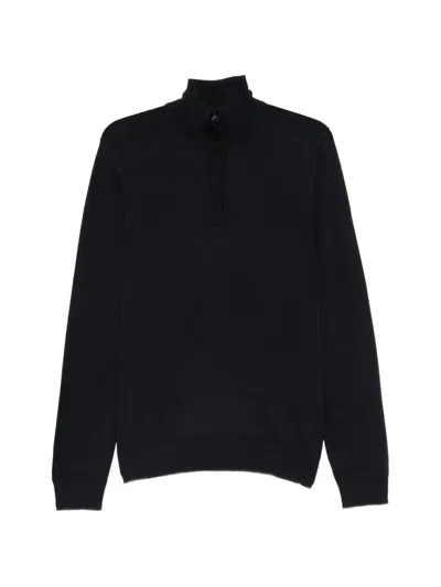Alpha Studio Button-placket Sweater In Black