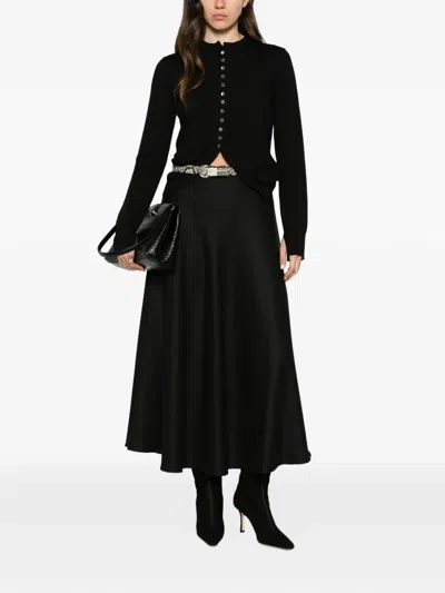 Alpha Studio Button-up Crew-neck Cardigan In Black