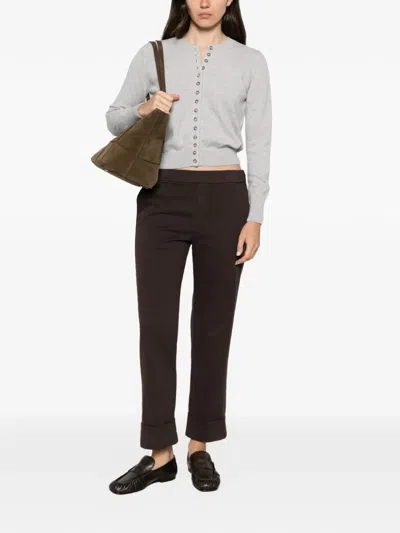 Alpha Studio Button-up Crew-neck Cardigan In Gray