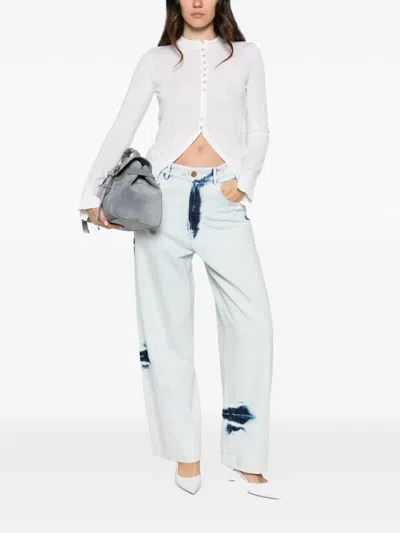 Alpha Studio Button-up Long-sleeve Cardigan In White