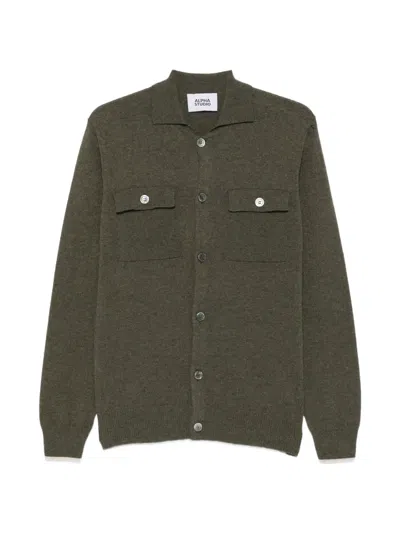 Alpha Studio Button-up Pocket-detail Shirt In Green