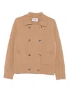 Alpha Studio Camel Jacket With Double-breasted Fastening In Nude