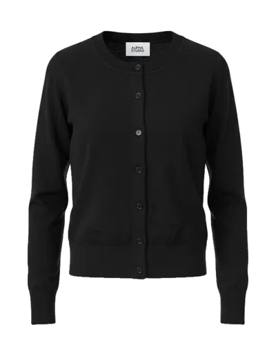 ALPHA STUDIO CARDIGAN IN LANA MERINO NERO