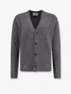 Alpha Studio Button Ribbed Cardigan In Gray