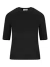 Alpha Studio Cashmere Short-sleeve Sweater In Black
