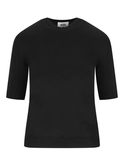 ALPHA STUDIO CASHMERE SHORT-SLEEVE SWEATER