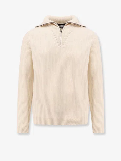 Alpha Studio Cashmere Sweater With Half Zip In White
