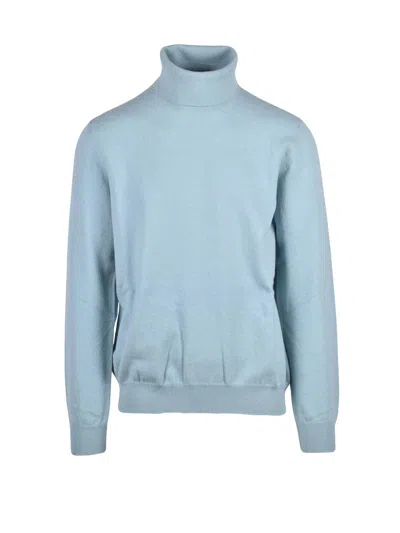 Alpha Studio Cashmere Turtleneck Sweater With High Neck Design In Blue
