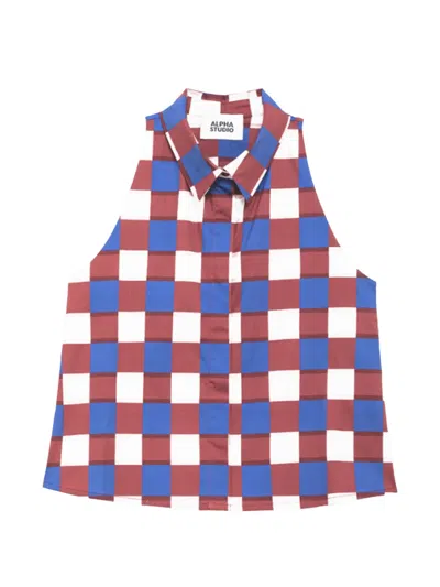 Alpha Studio Top Popeline Check In Multi