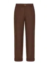 Alpha Studio Chocolate Linen Trousers In Multi