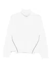 Alpha Studio Contrast-stitching Turtleneck Sweater In White