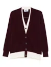 Alpha Studio Contrast-trim Cardigan In Brown