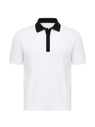Alpha Studio Contrast-collar Short-sleeved Polo Shirt In Multi