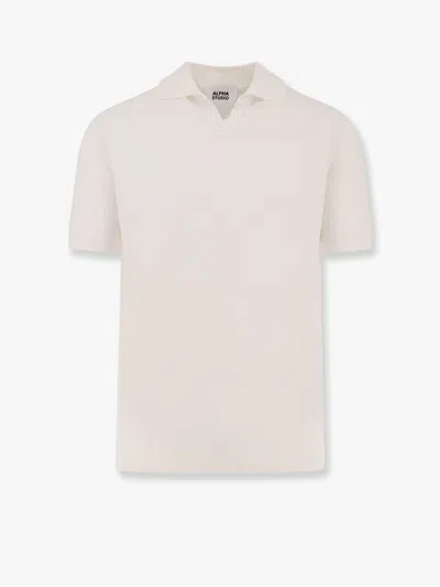 Alpha Studio Cotton Crepe Polo Shirt