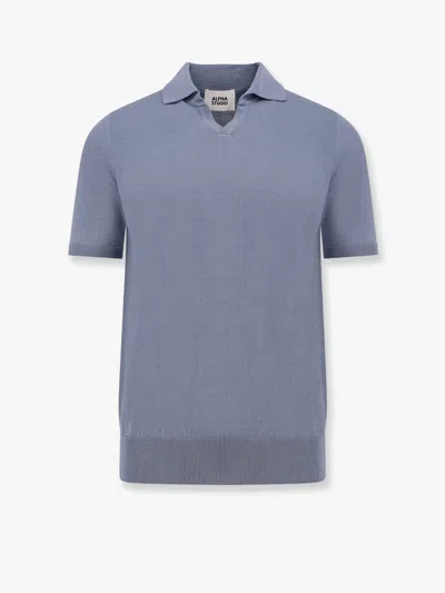 Alpha Studio Man T-shirt Pastel Blue Size 44 Cotton