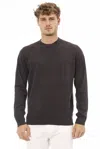 Alpha Studio Brown Cotton Sweater In Grey