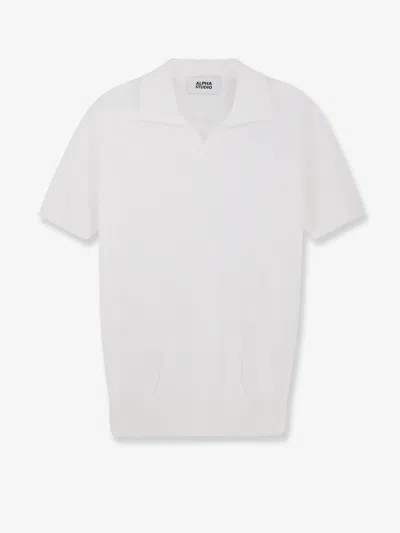 Alpha Studio Cotton Polo Shirt In White