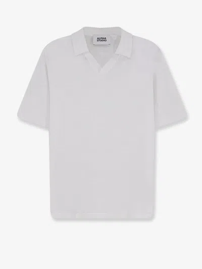 Alpha Studio Cotton Polo Shirt In White