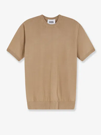 Alpha Studio Cotton Sweater In Brown