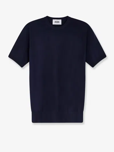 Alpha Studio Cotton Sweater In Blue