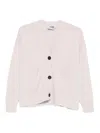 Alpha Studio White Wool-cashmere Blend Cardigan With Front Buttons In Neutral
