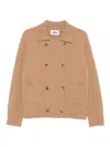 Alpha Studio Camel Jacket With Double-breasted Fastening In Brown