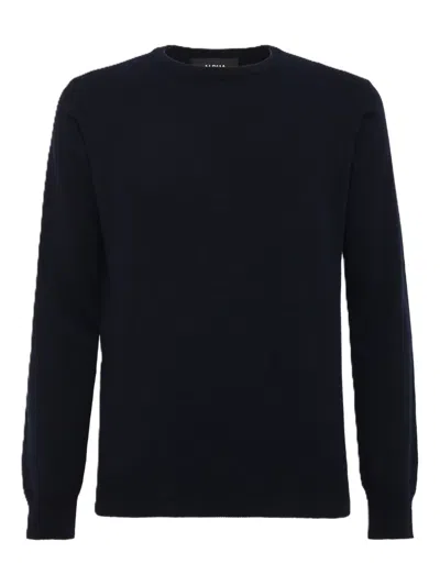 Alpha Studio Crew-neck Cashmere Sweater In Blue