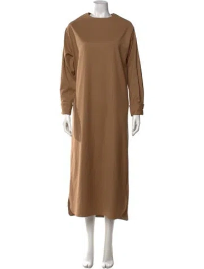 Pre-owned Alpha Studio Crew Neck Long Dress In Brown