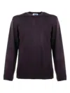 Alpha Studio Long-sleeved Crew Neck Pullover In Purple