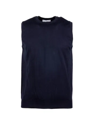 Alpha Studio Crew-neck Sleeveless Vest In Blue