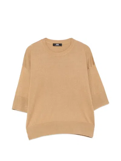 Alpha Studio Crew Neck Sweater In Brown