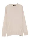 Alpha Studio Crew Neck Sweater In Beige