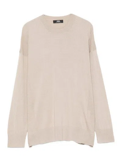 Alpha Studio Crew Neck Sweater In Beige
