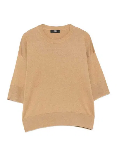 Alpha Studio Crew Neck Sweater In Beige