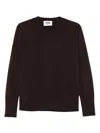 Alpha Studio Round-neck Ribbed Sweater In Brown