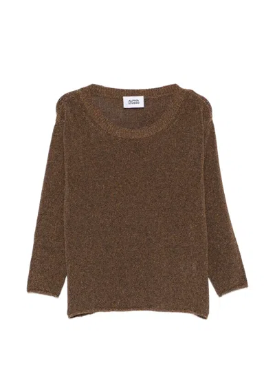 Alpha Studio Crew-neck Sweater In Brown
