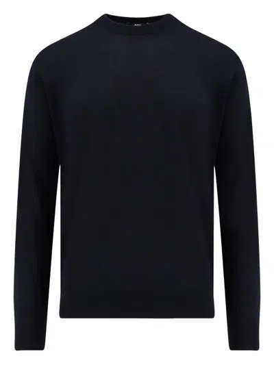 Alpha Studio Crew Neck Sweater In Silk And Cashmere  In Blue