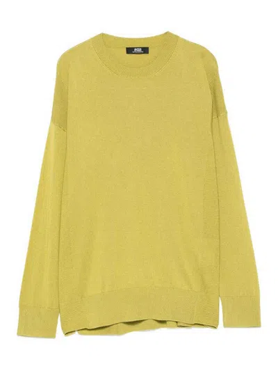Alpha Studio Crew Neck Sweater In Yellow