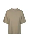 Alpha Studio Smooth Viscose Blend Side Slits T-shirt In Green