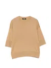 Alpha Studio Crew Neck Top In Brown
