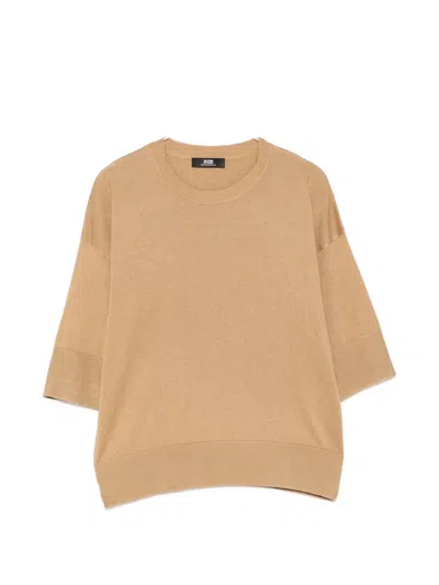 Alpha Studio Crew Neck Top In Neutrals