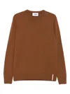 Alpha Studio Crew-neck Wool Sweater In Brown