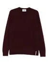 Alpha Studio Crew-neck Wool Sweater In Burgundy