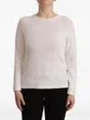 Alpha Studio White Long Sleeves Crewneck Pullover Sweater In Neutral