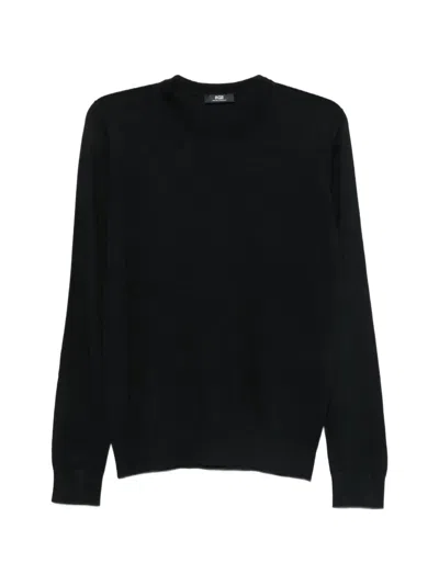 Alpha Studio Crew-neck Long-sleeve Sweater In Black